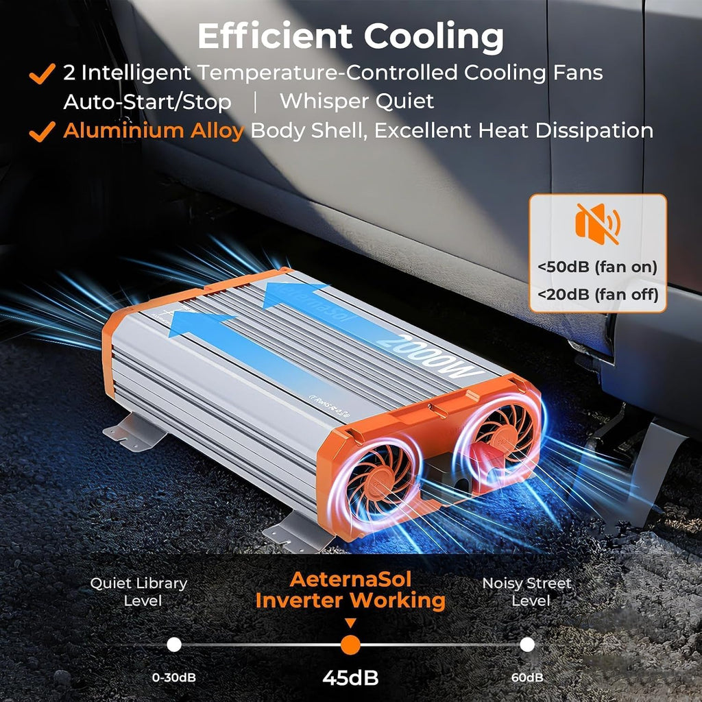 2000 Watt Pure Sine Wave Inverter 12V DC to 110V/120V AC, RV Power Inverter with Remote Control, 4000W Peak Solar
