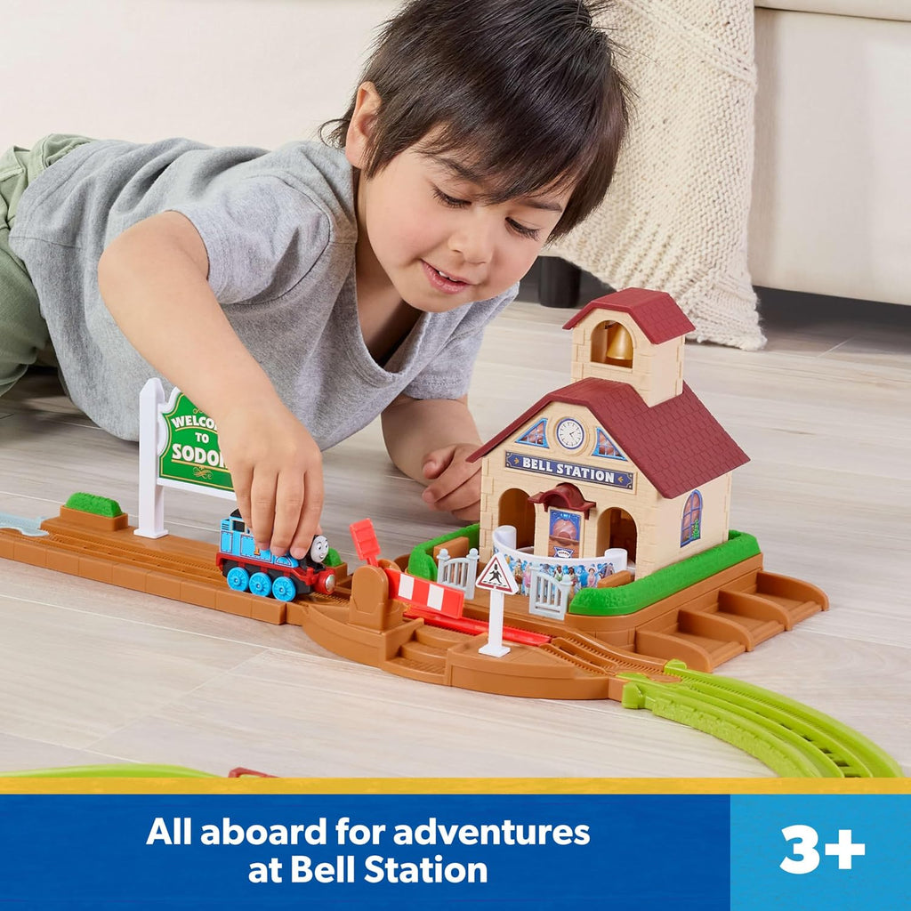 Thomas & Friends Bell Station Playset & Push-Along Thomas Toy Train | Includes 1 Engine & Track with Train-Play
