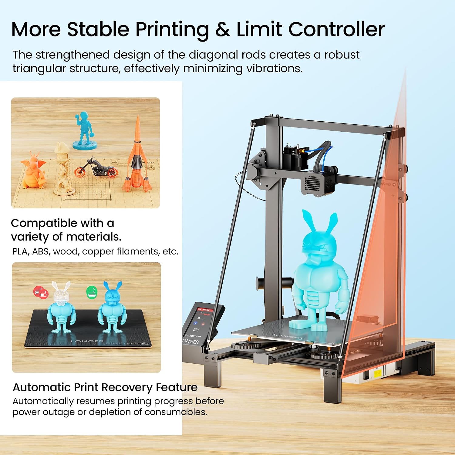 LK5 Pro 3 3D Printer, 11.8x11.8x15.7in Large Printing Size with Resume Printing FDM 3D Printer Fully Open Source