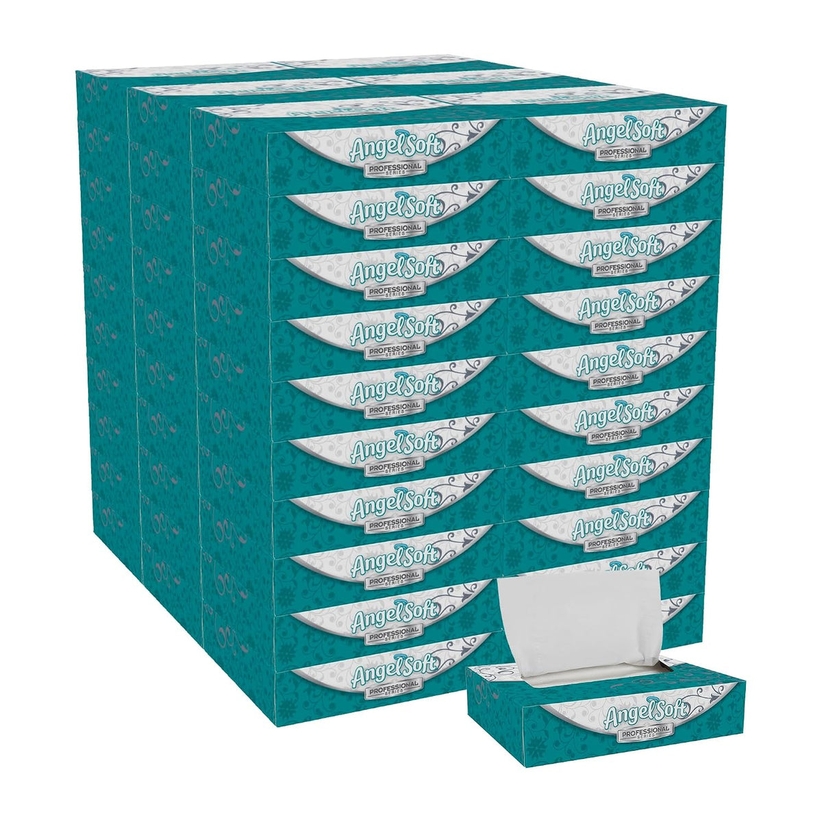 Angel Soft Professional Series 2-Ply Facial Tissue (48550), 50 Sheets Per Box, 60 Tissue Flat Boxes Per Bulk Case