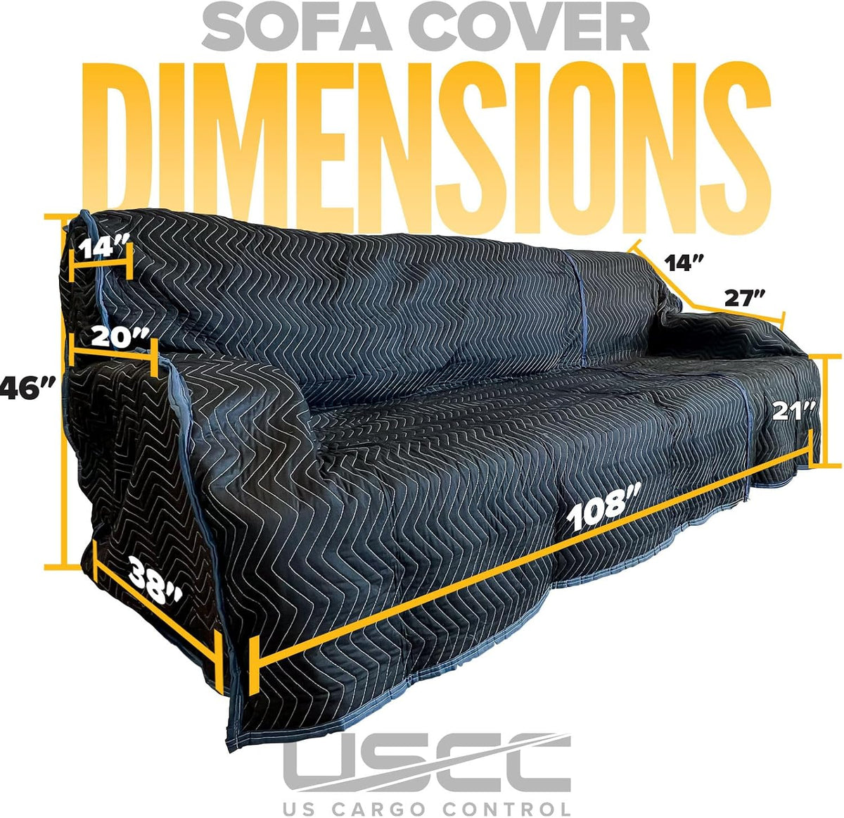 Quilted Couch Covers 108" x 46" (2-Pack), Sofa and Couch Cover for Moving and Storage, Cotton/Polyester Quilted