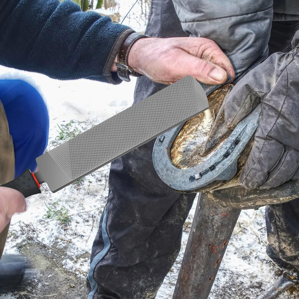 2 Pcs 12 Inch Rasps for Shoeing Horses with Handle Trimming File Carbon Steel Farrier Tools for Repair Horse Goat
