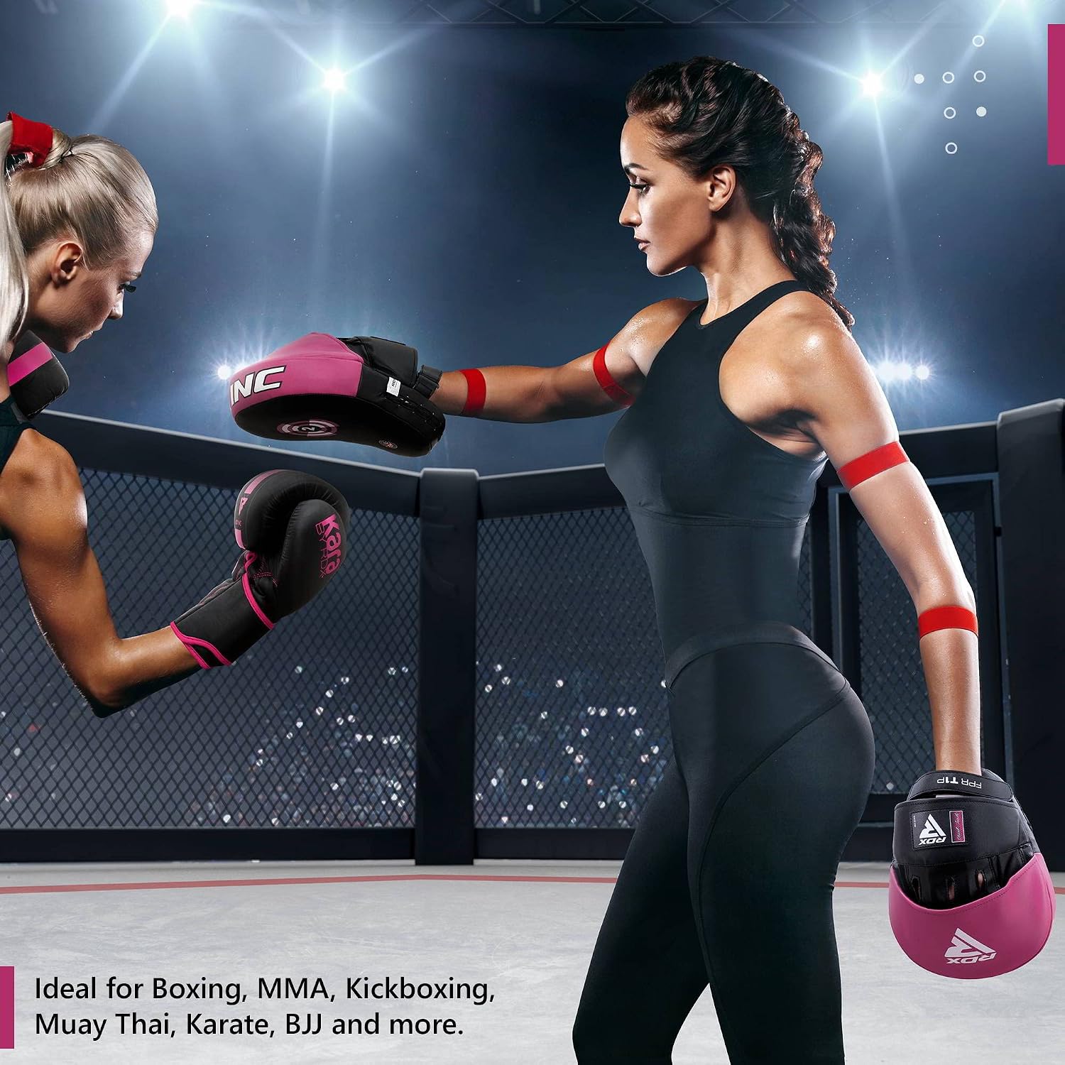 Boxing Pads Focus Mitts, Maya Hide Leather Curved Hook and Jab Target Hand Pads, Great for MMA, Kickboxing, Martial