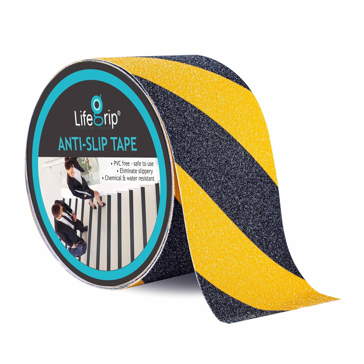 LifeGrip Yellow/Black Anti Slip Tape, 4" x60ft, Waterproof Outdoor Caution