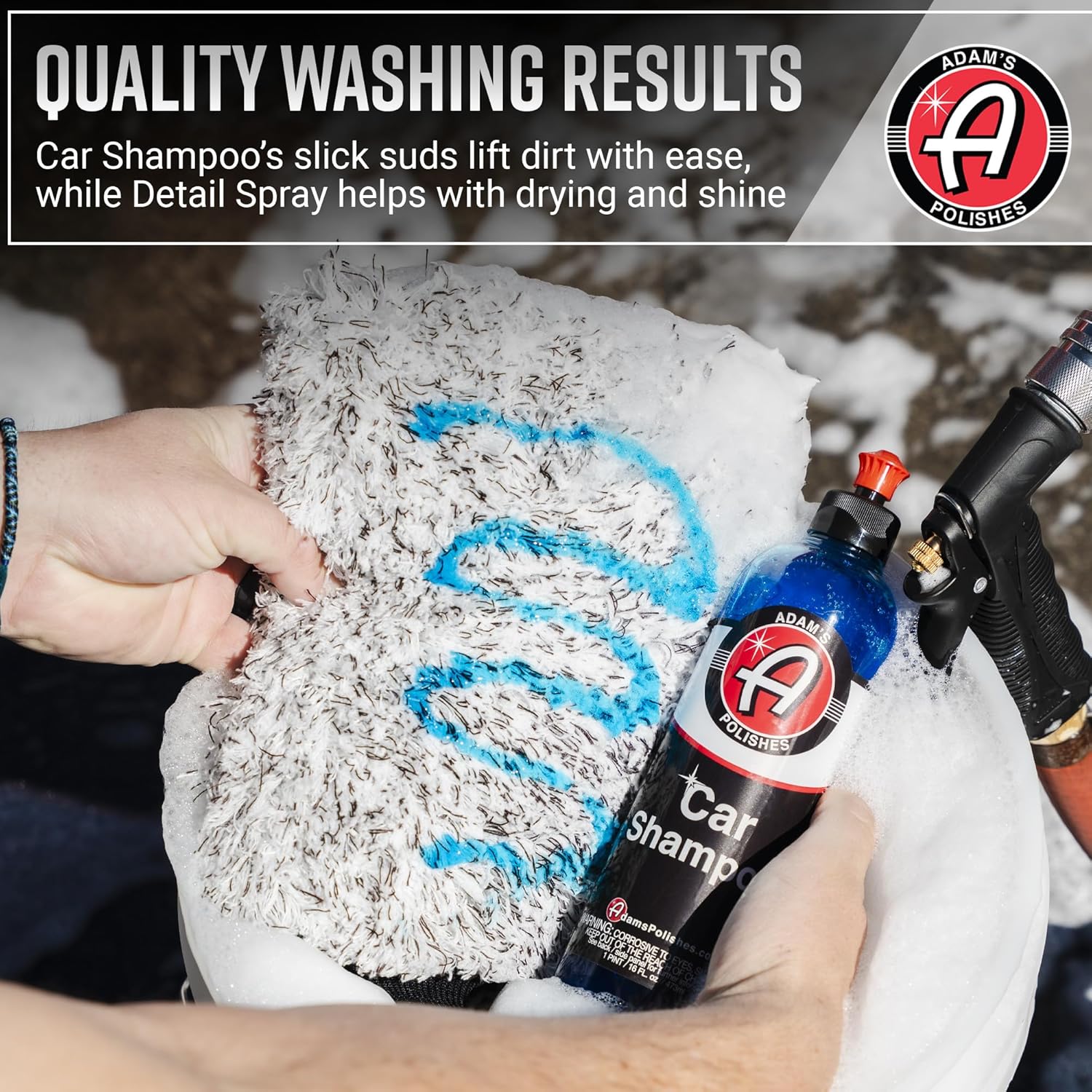 Adam's Essential Car Wash Kit (24-Item) - Auto Detailing Car Care Cleaning Kit with Foam Gun & Bucket Car & Truck