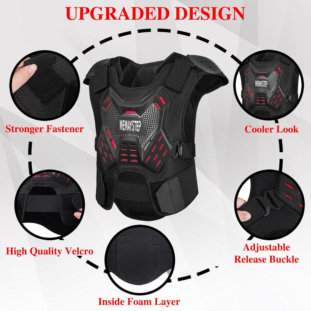 Motorcycle Body Armor Vest Motocross Gear, Dirt Bike Chest Protector for Men Motorcycle Gear Back Protector Off-Road