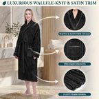 Womens Plush Robe, Soft Fleece Long Spa Bathrobe with Pockets