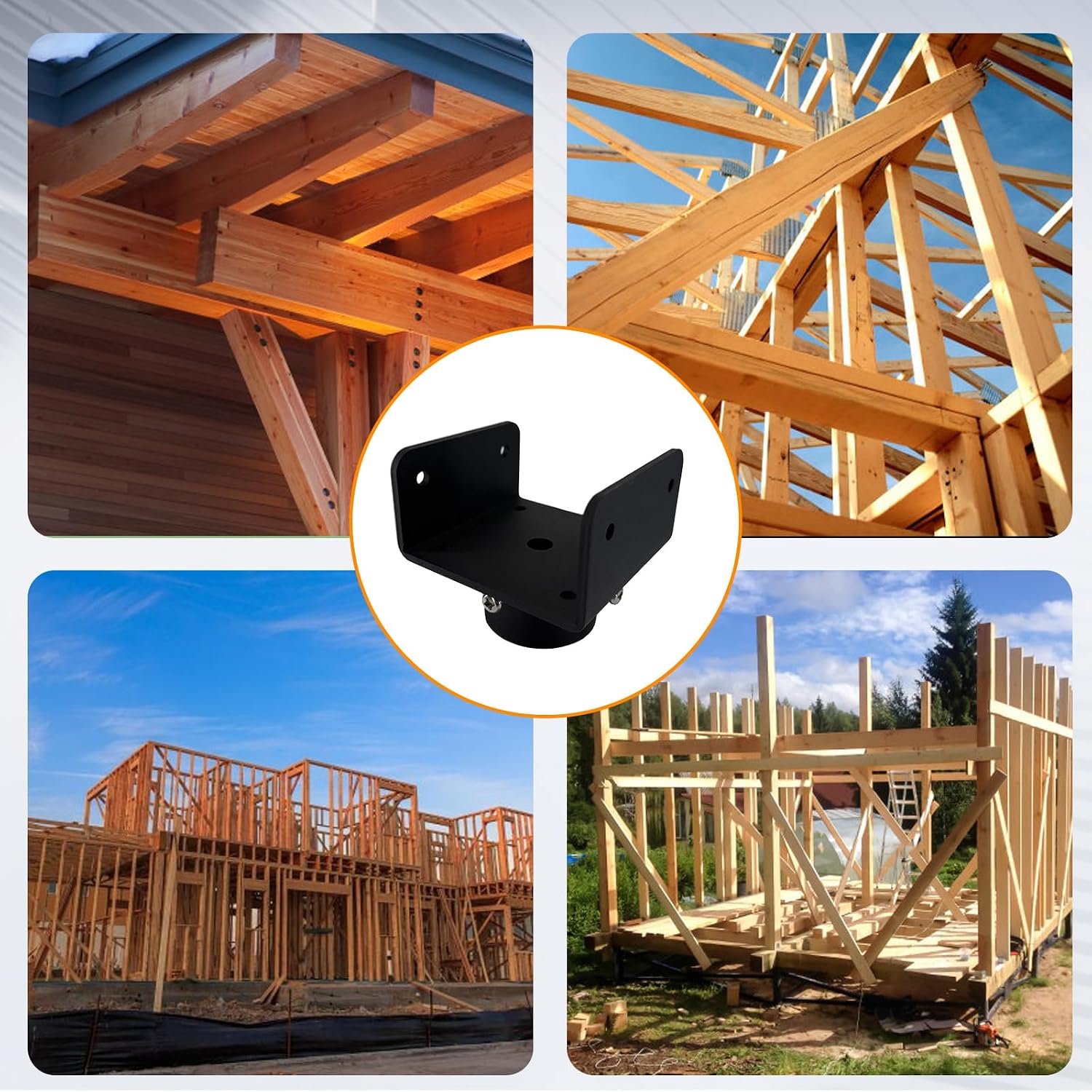 U-Shaped Bottle Jack Post Adaptor for 4x2, 4x4, 4x6 Wood Beams, U-Head Heavy-Duty Steel Stand
