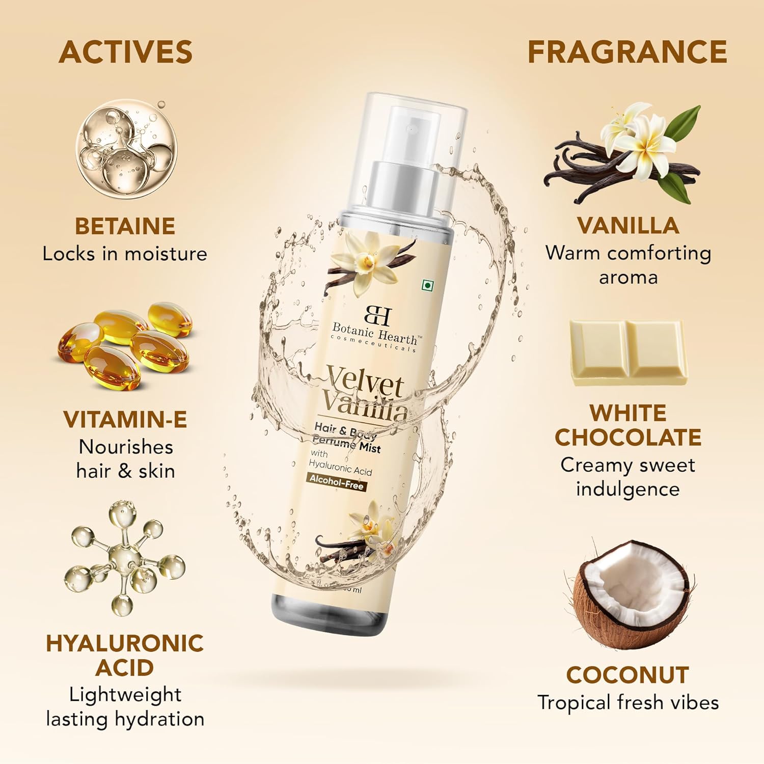 Vanilla Hair Perfume & Body Mist- 3.4 Fl oz | Long-Lasting Hair Deodorizer & Body Scent, Alcohol-Free Fragrance Hair