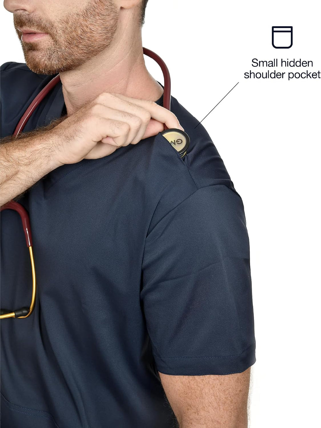CINQO Men Scrub Set V-Neck Scrub Top & Bottom 4-Way Stretch, Breathable, Modern Fit Medical Work