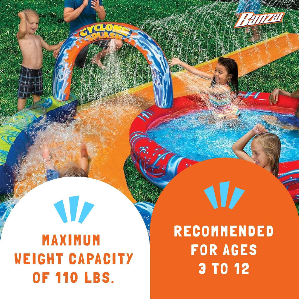 Cyclone Splash Water Park Outdoor Backyard Inflatable Toy with Sprinkling Slide and Kiddie Pool