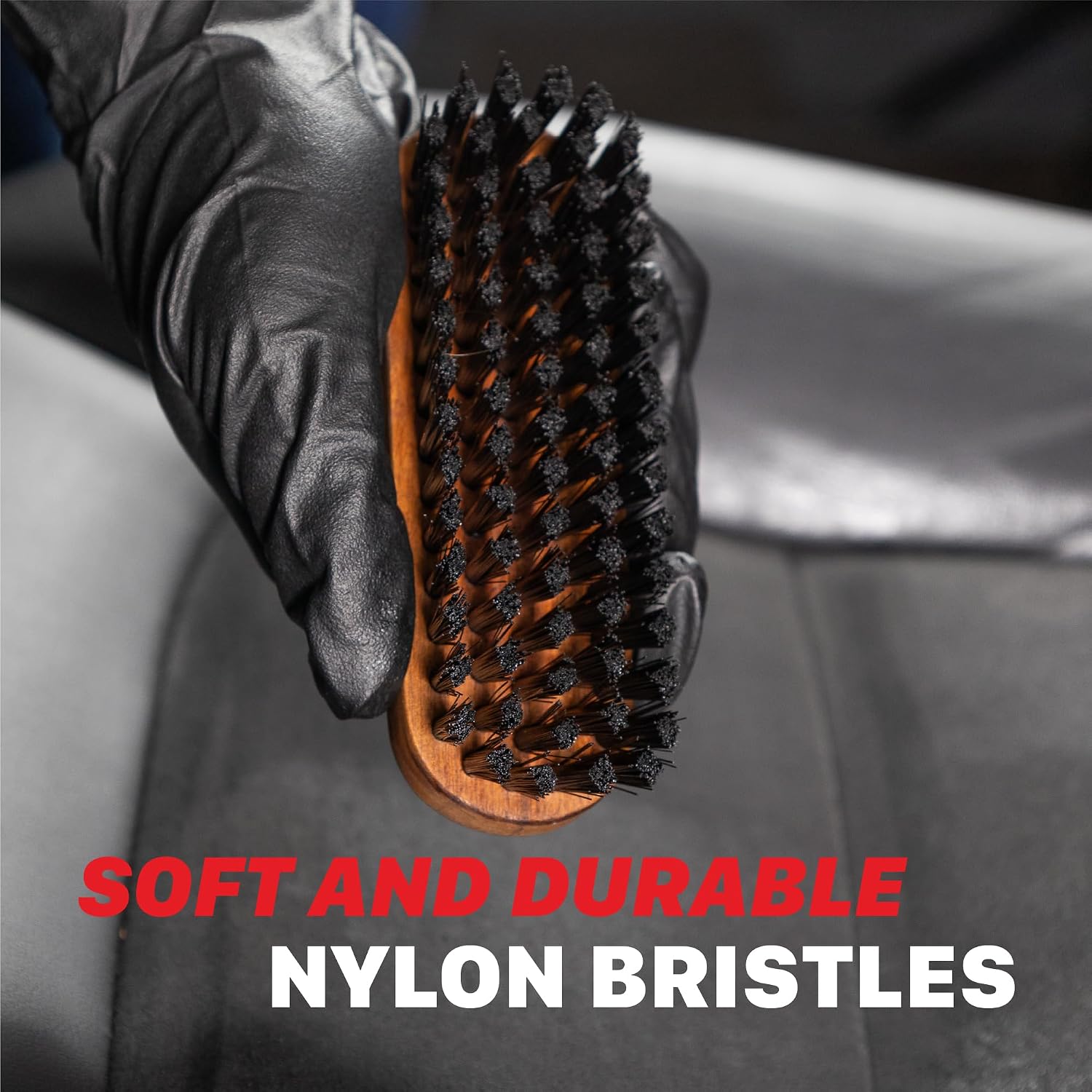 Universal Leather & Upholstery Brush – Soft Nylon Interior Detailing Brush for Leather, Vinyl, Fabric & Carpet