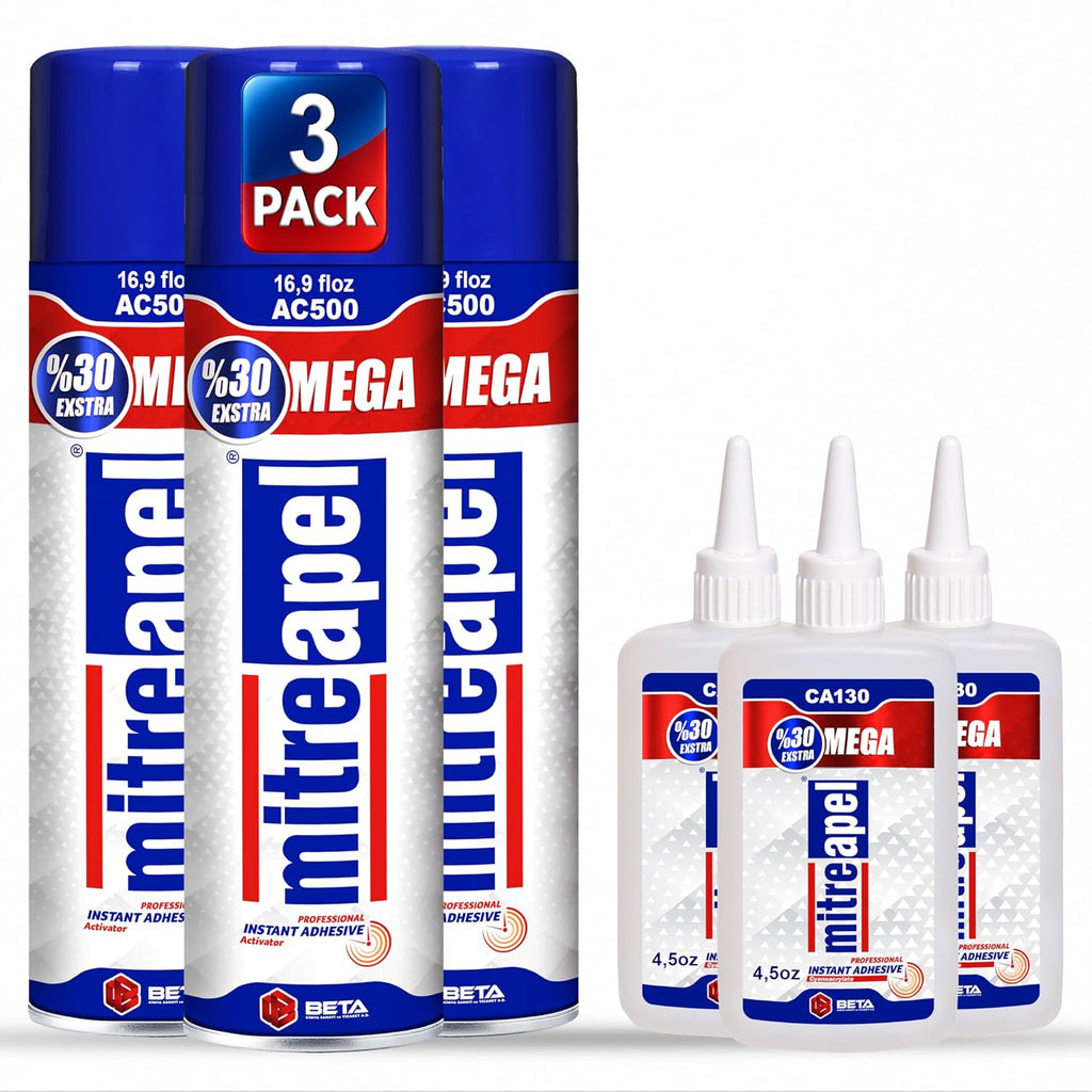 CA Glue with Activator (3x4.5oz+3x16.9 floz) Instant Bond Professional Cyanoacrylate Adhesive and Super Glue