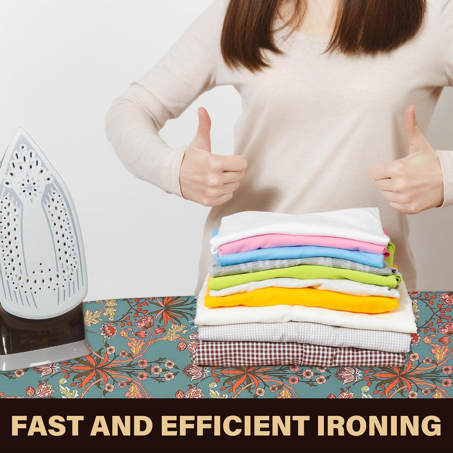 Ironing Board Cover and Pad,15"x54",Elastic Edge,Easy Fit | Cotton, Triple-layer heat reflection cuts time. Durable &