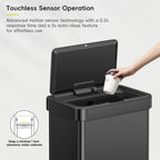 13.2 Gallon Touchless Motion Sensor Kitchen Trash Can, Matte Black