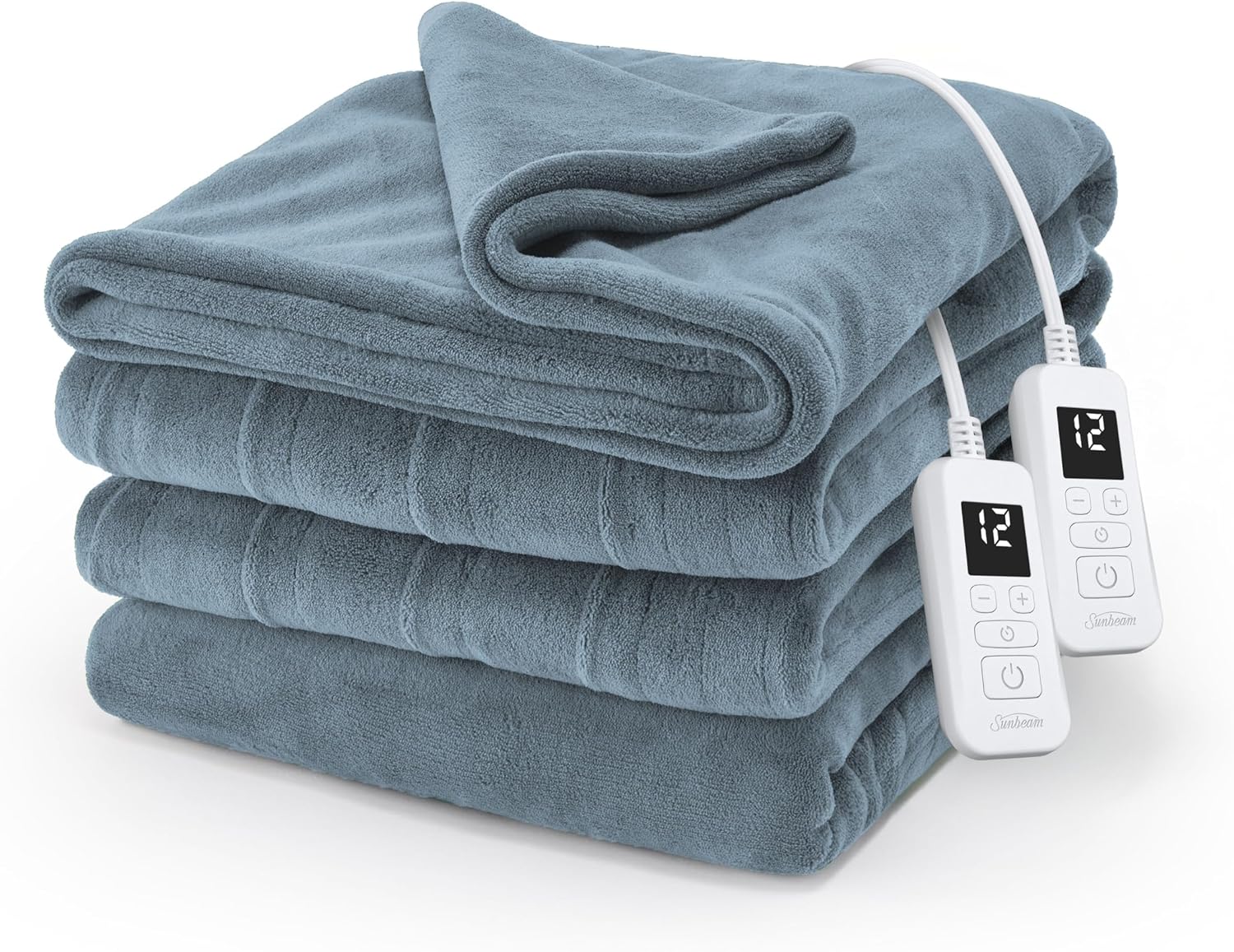 Royal Luxe Microplush Heated Blanket 12 Heat Cadet Blue Full