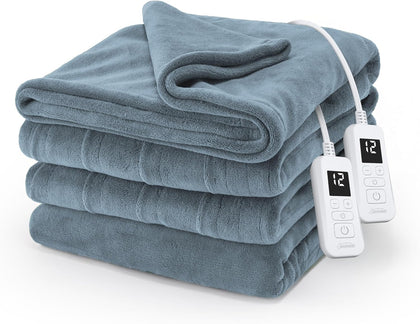 Royal Luxe Microplush Heated Blanket 12 Heat Cadet Blue Full
