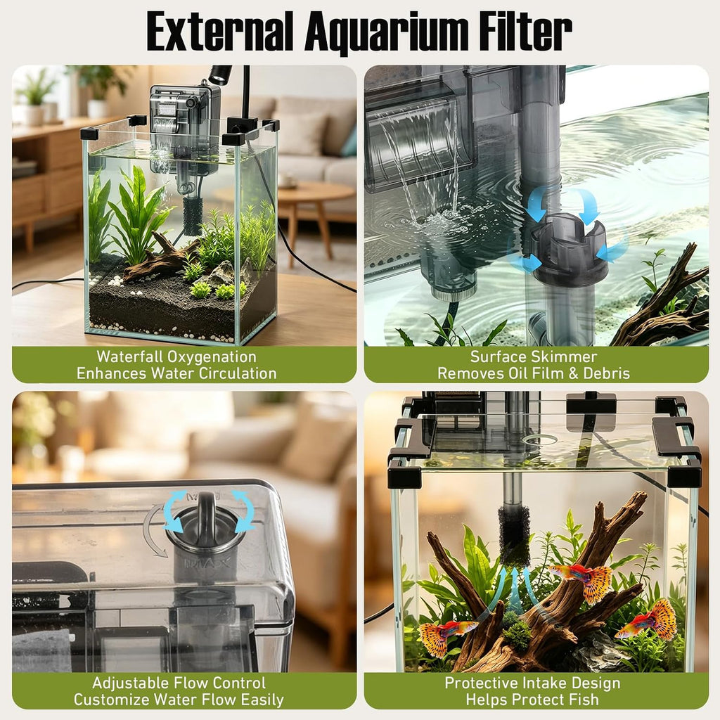 2.2 Gallon Small Glass Fish Tank Kit