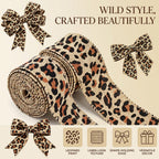 3 Rolls Leopard Pattern Satin Ribbon Total 24 Yards