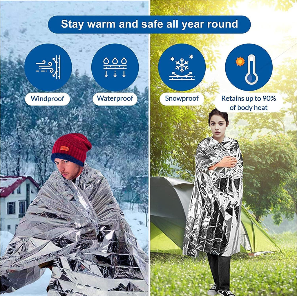 Emergency Foil Thermal Blanket shelter Survival Reflective Blankets | (Pack of 25) 210 x 160 cm (82" x 63") Perfect