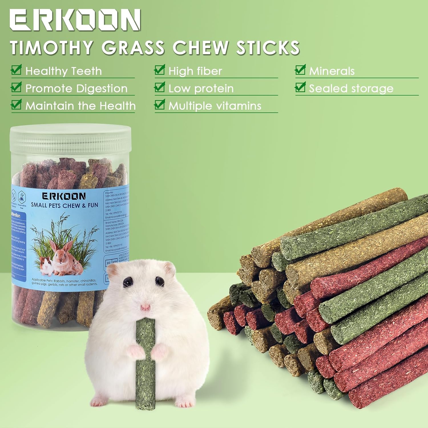 38Pcs Rabbit Chew Toys Timothy Hay Sticks, Guinea Pig Toys for Teeth Natural Molar Sticks Rabbits Treats for Bunnies