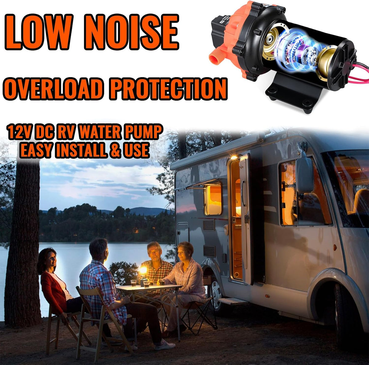 12V Washdown Pump Kit 7.5GPM 80PSI Self Priming for Marine RV Boat
