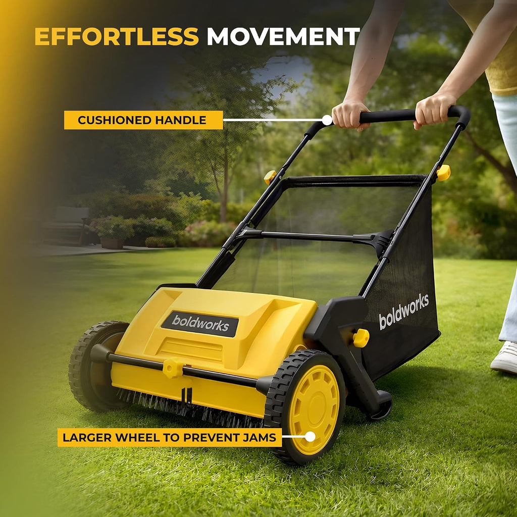 Push Lawn Sweeper Yard Leaf Collector 21" Leaves Picker for Grass Cleanup