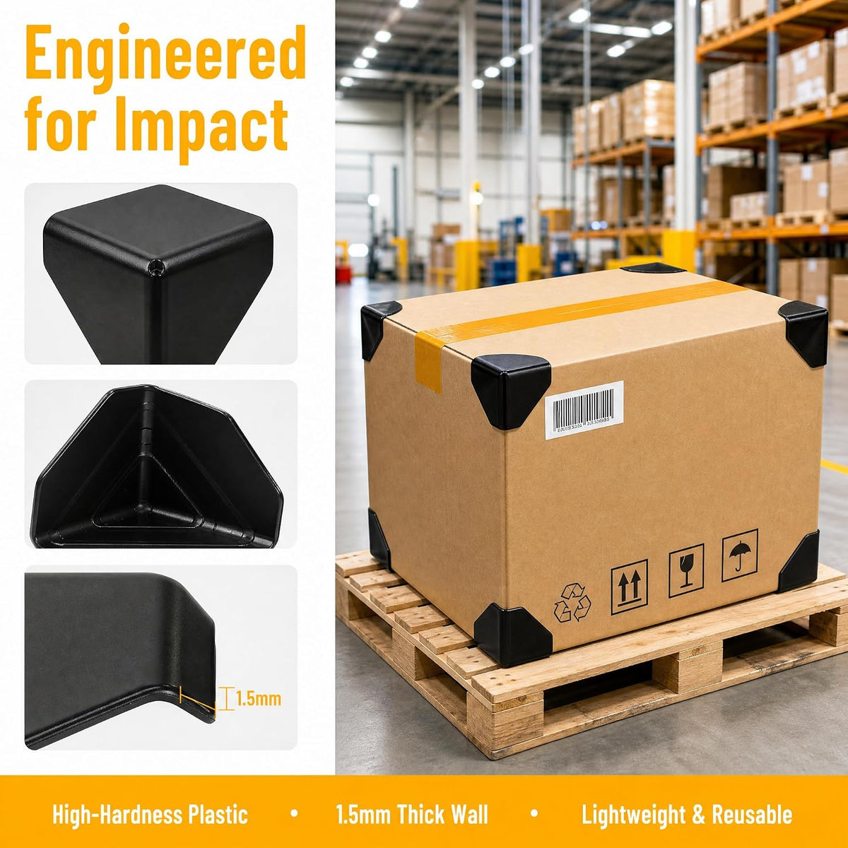 200 Pcs Packaging Edge Protectors, Plastic Heavy Duty Shipping Box Corner Protectors Corner Guards for Boxes