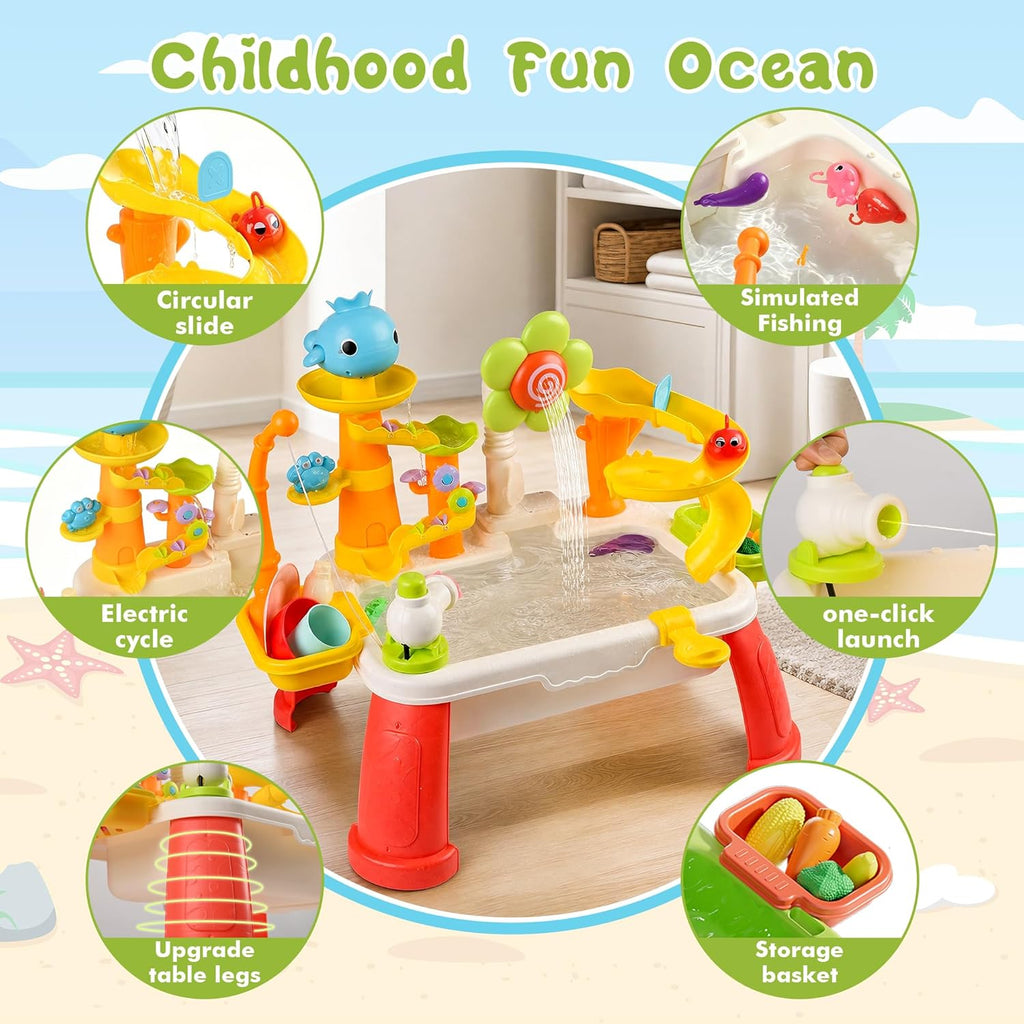 2026 Upgraded Water Table for Toddlers 3+, Water Table for Kids Ages 4-8 with Pump, Play Sink with Running Water