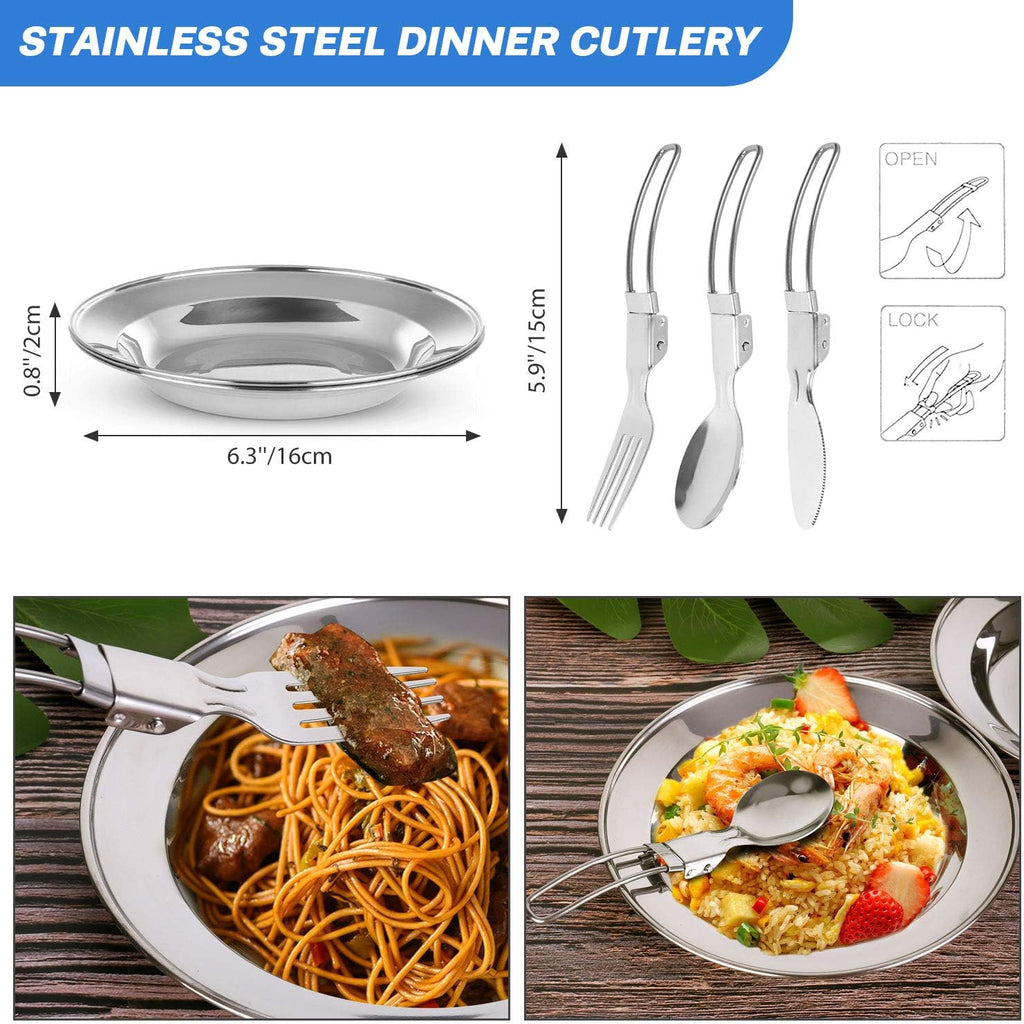 15pcs Camping Cookware Mess Kit, 1.9L Pot, for Camping, Backpacking | Anodized aluminum, for hiking, outdoor cooking