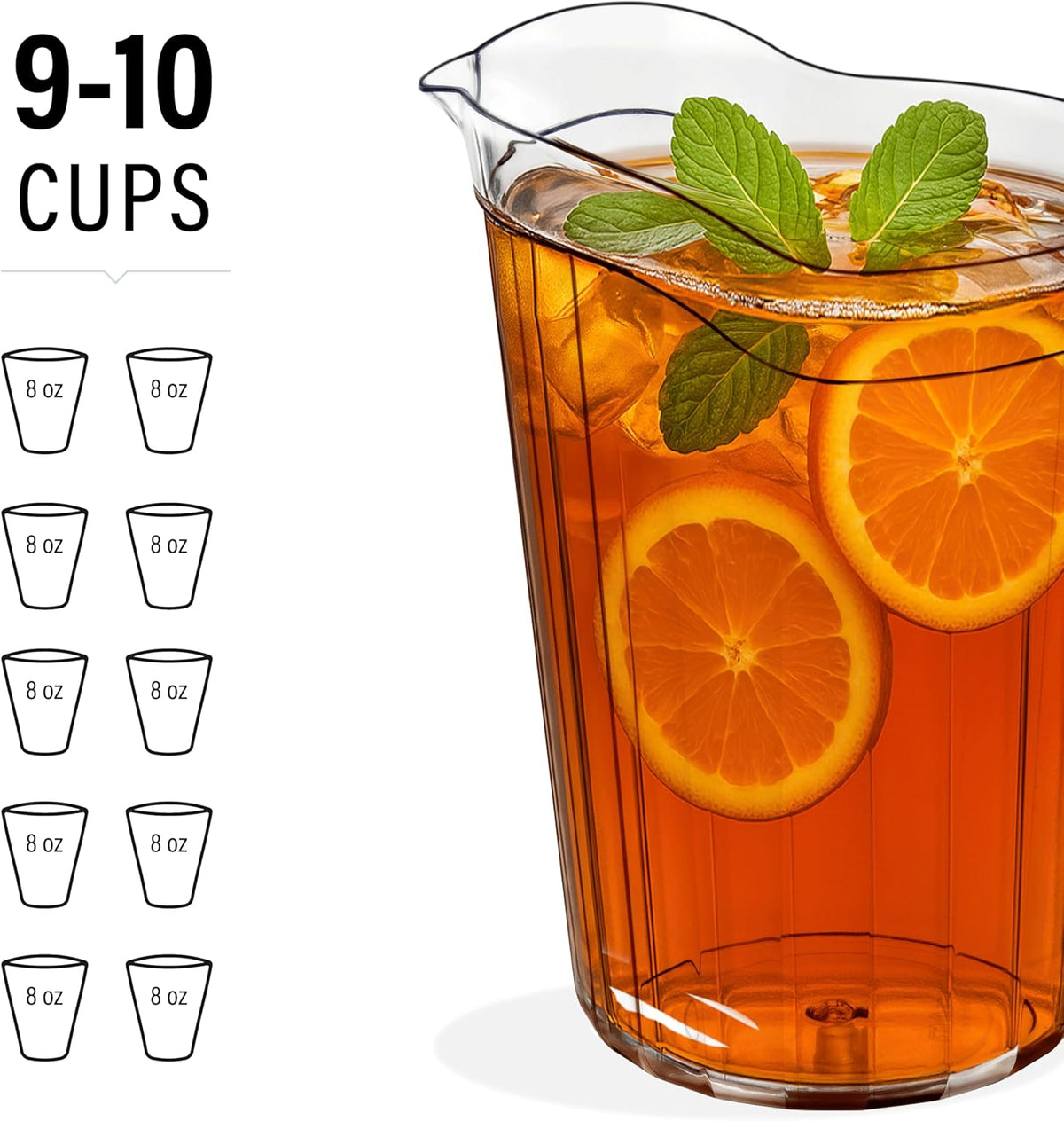 2 Pack - 75 oz Polycarbonate Plastic Pitcher Beverage Dispenser with Pour Spout Shatterproof Catering and Restaurant