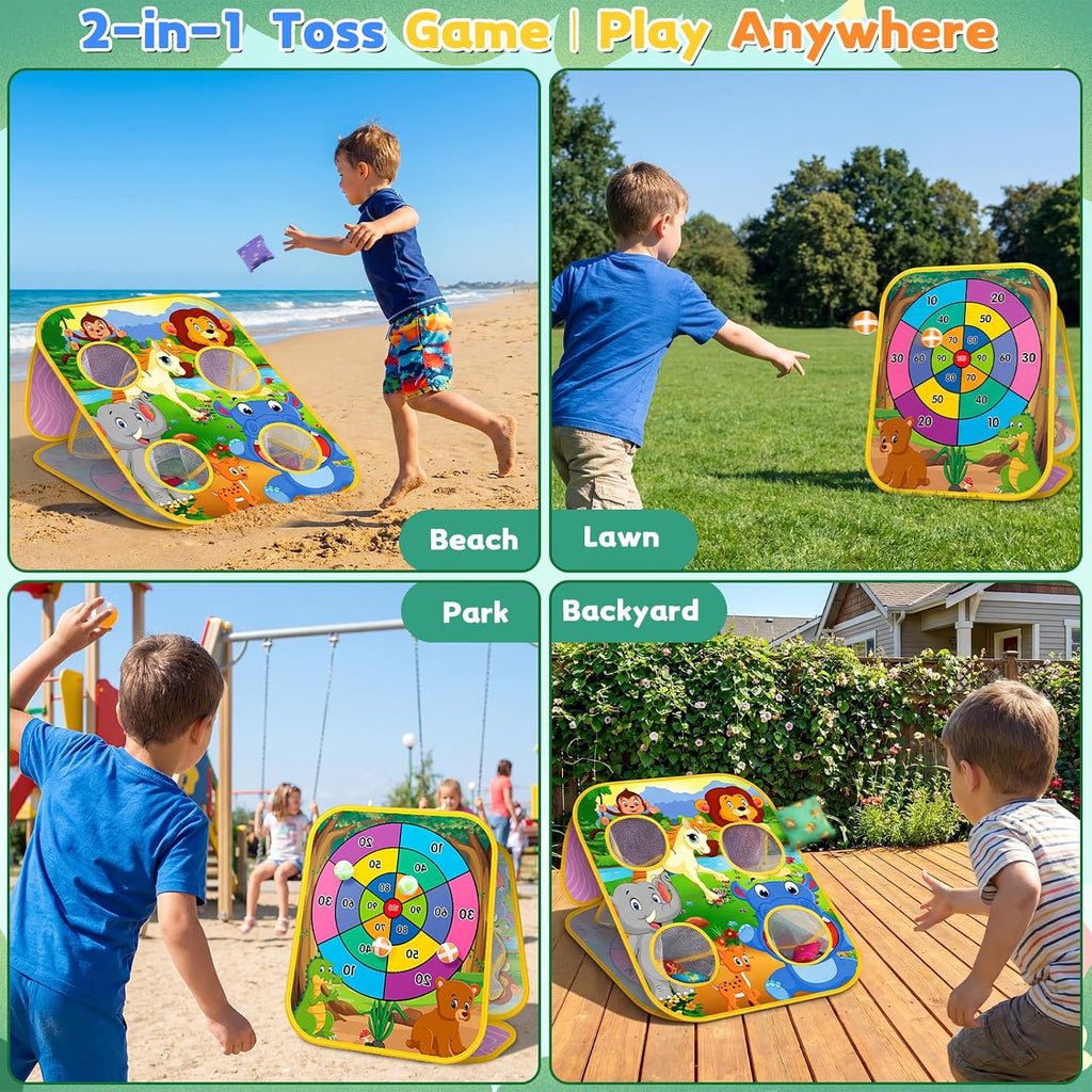 Bean Bag Toss Game for Kids - Cornhole Board Outdoor Toys for Toddlers -Party Activities Carnival Outside Yard
