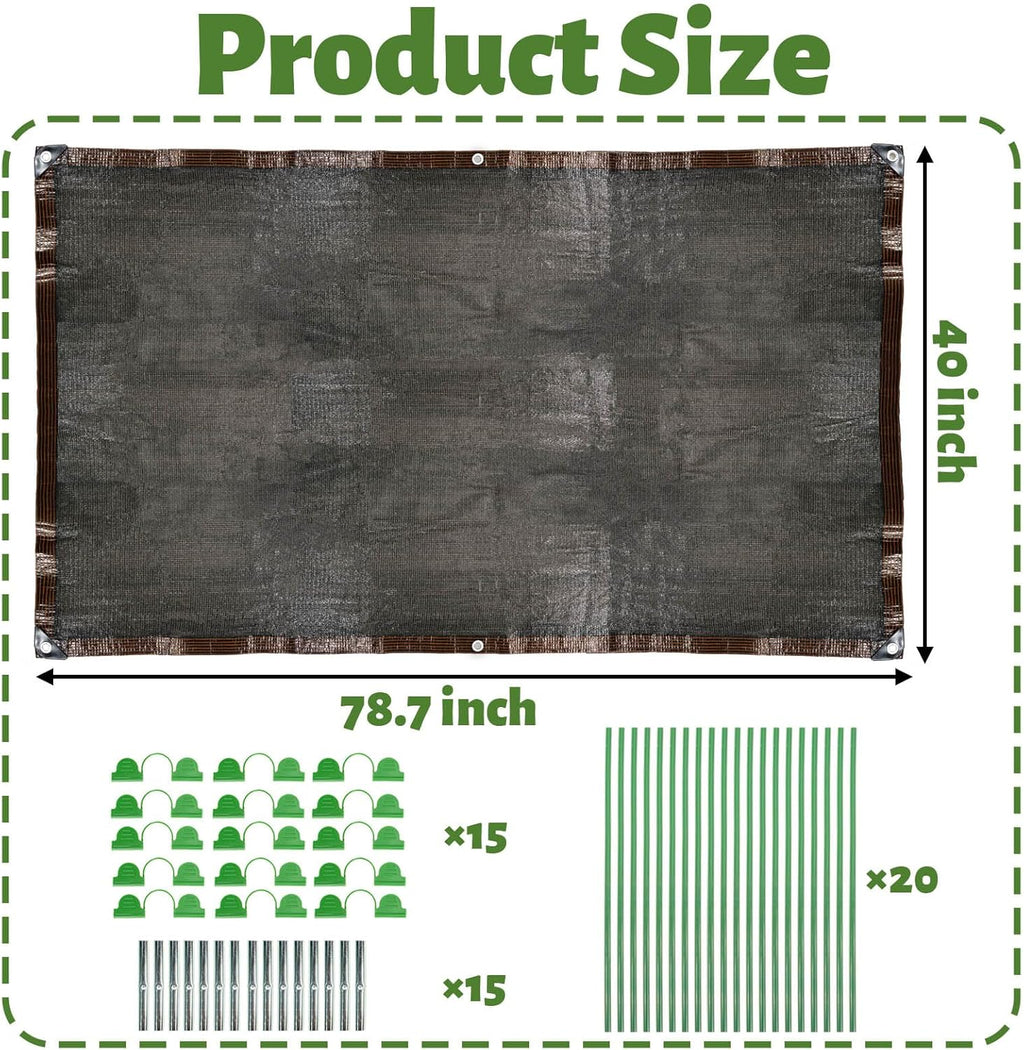 3.3x6.5FT Garden Shade Kit,Includ Garden Sun Shade Cloth with Hoops,Clips,Connectors,Raised Garden Bed Shade Cover