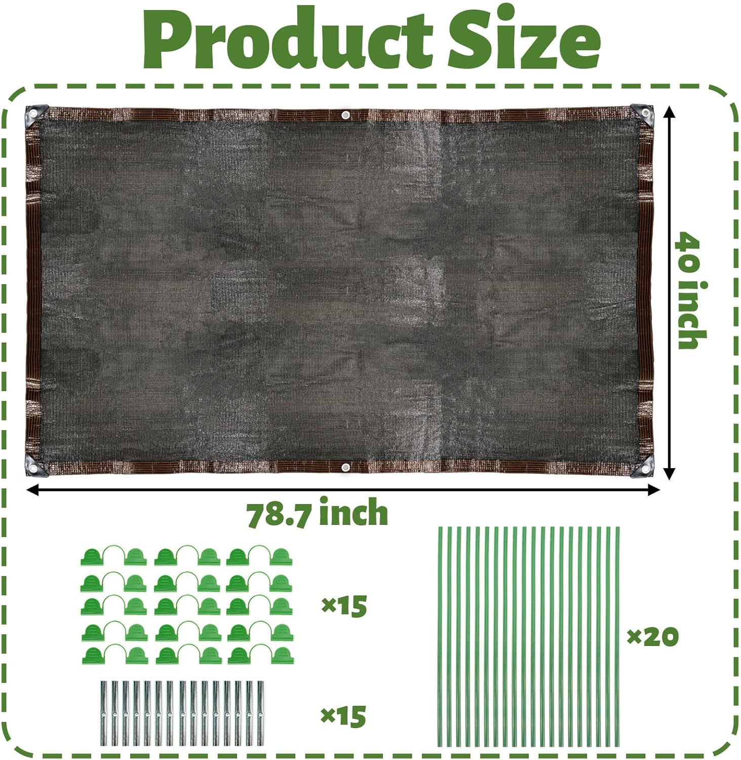 3.3x6.5FT Garden Shade Kit,Includ Garden Sun Shade Cloth with Hoops,Clips,Connectors,Raised Garden Bed Shade Cover