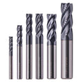 6Pcs 1/8" - 1/2" 4 Flute Solid Carbide Square End Mill Set - AlTiN Coated