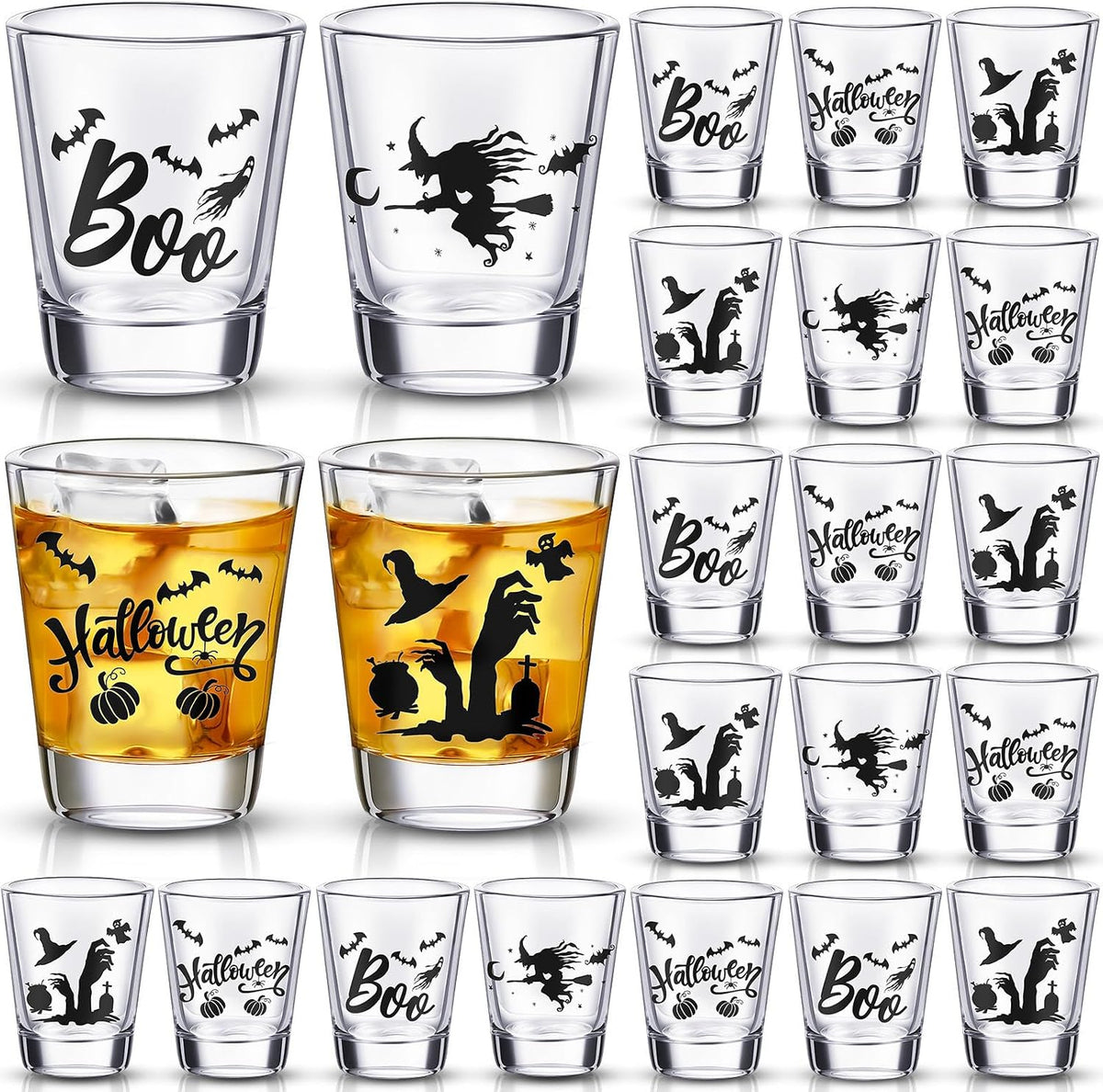 24 Pcs Halloween Shot Glasses for Drinking Glassware Bulk 2 Oz/60 ml