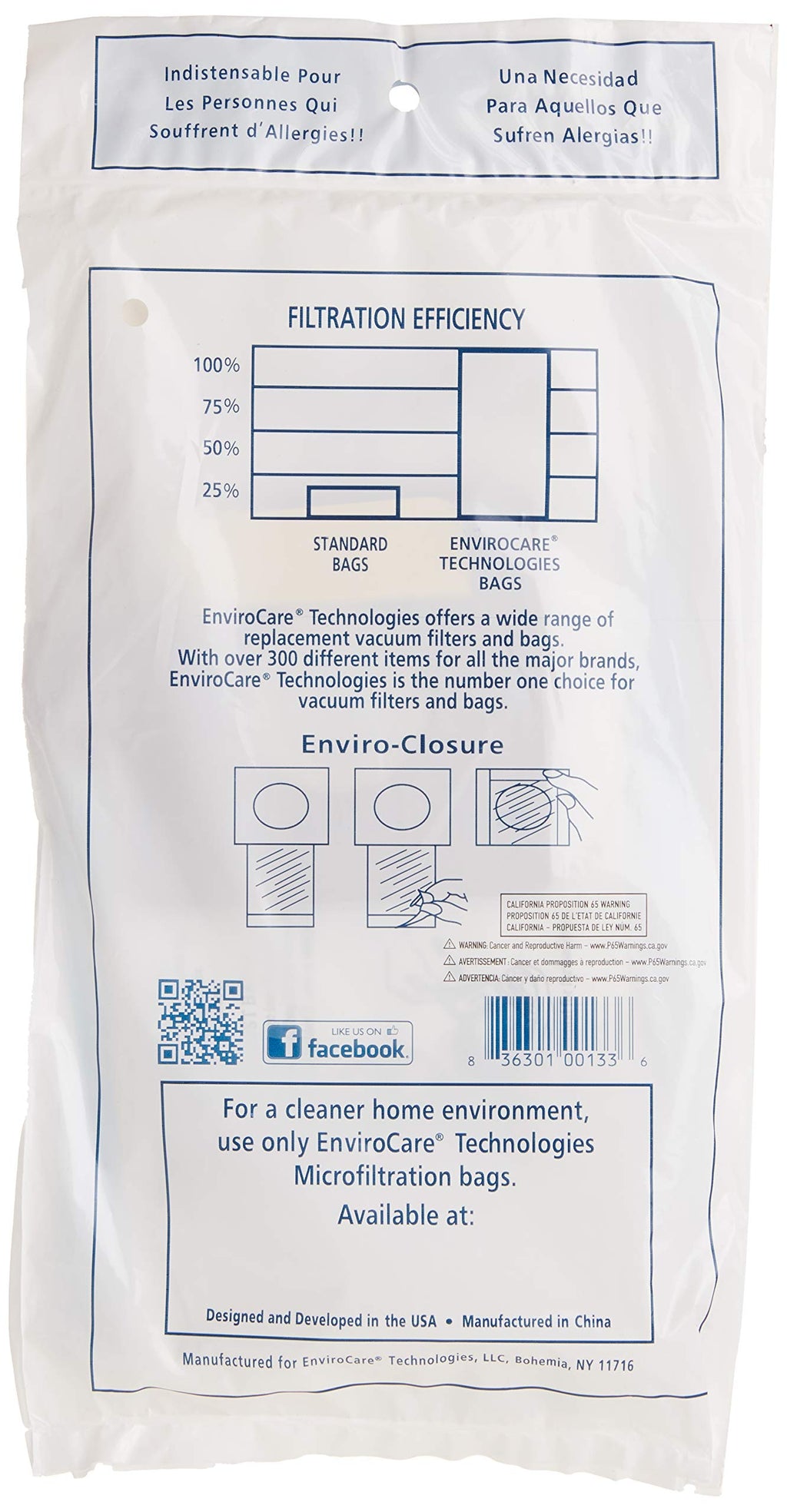 EnviroCare Replacement Vacuum Eureka Style T Canisters (18 Bags), White (133-6)