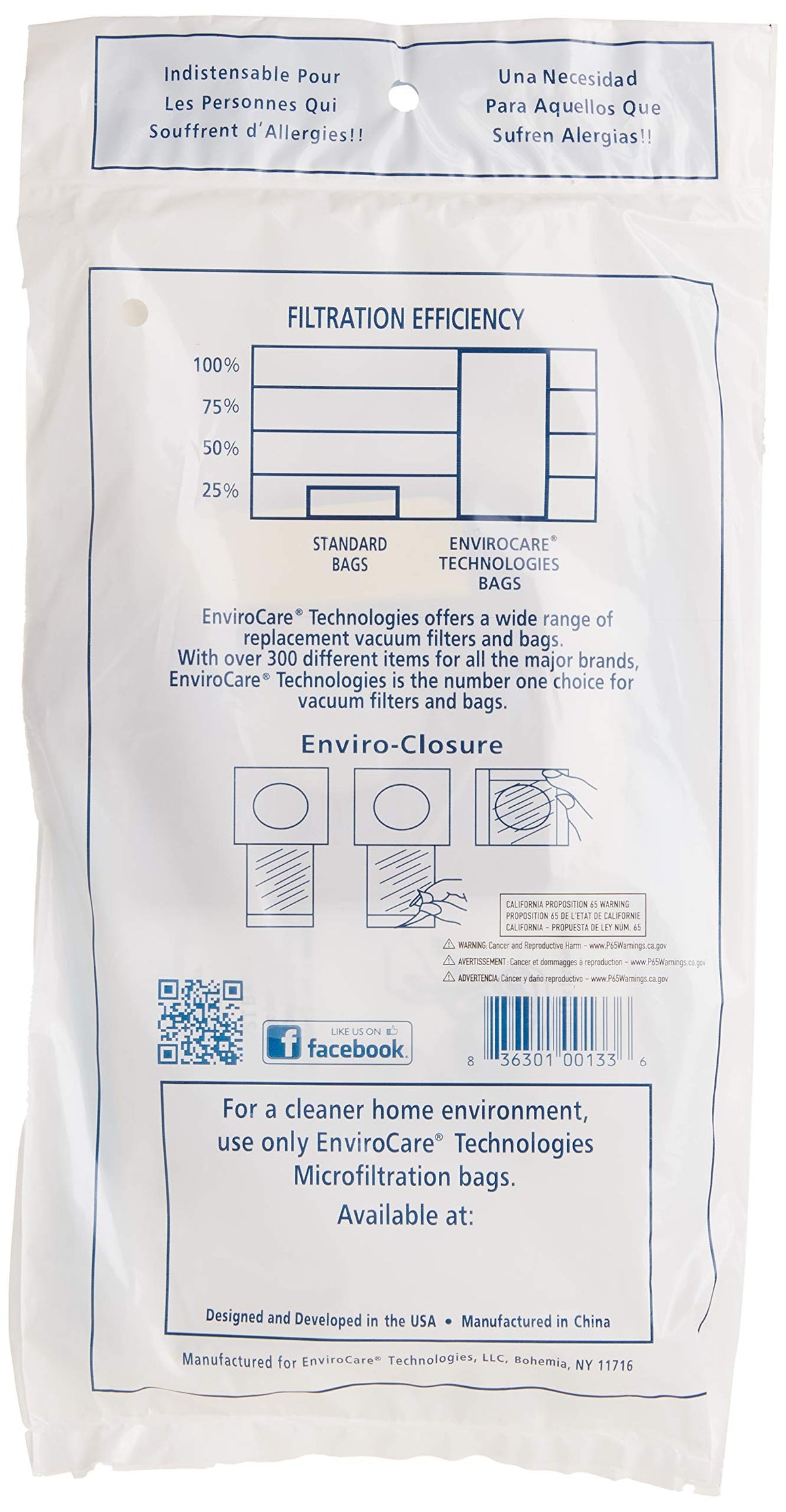 EnviroCare Replacement Vacuum Eureka Style T Canisters (18 Bags), White (133-6)