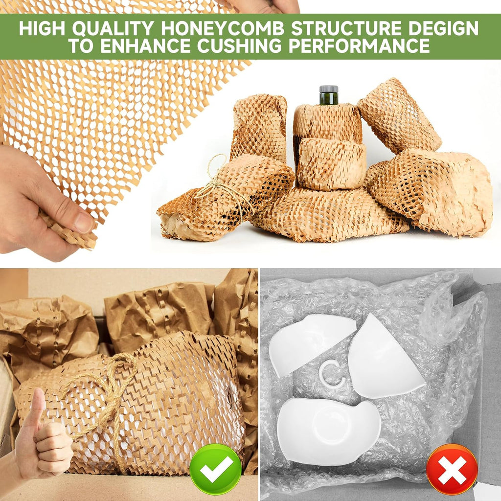 Honeycomb Packing Paper Wrap 15''x328', Substitute Alternative for Bubble Cushioning Wrap for Moving Shipping