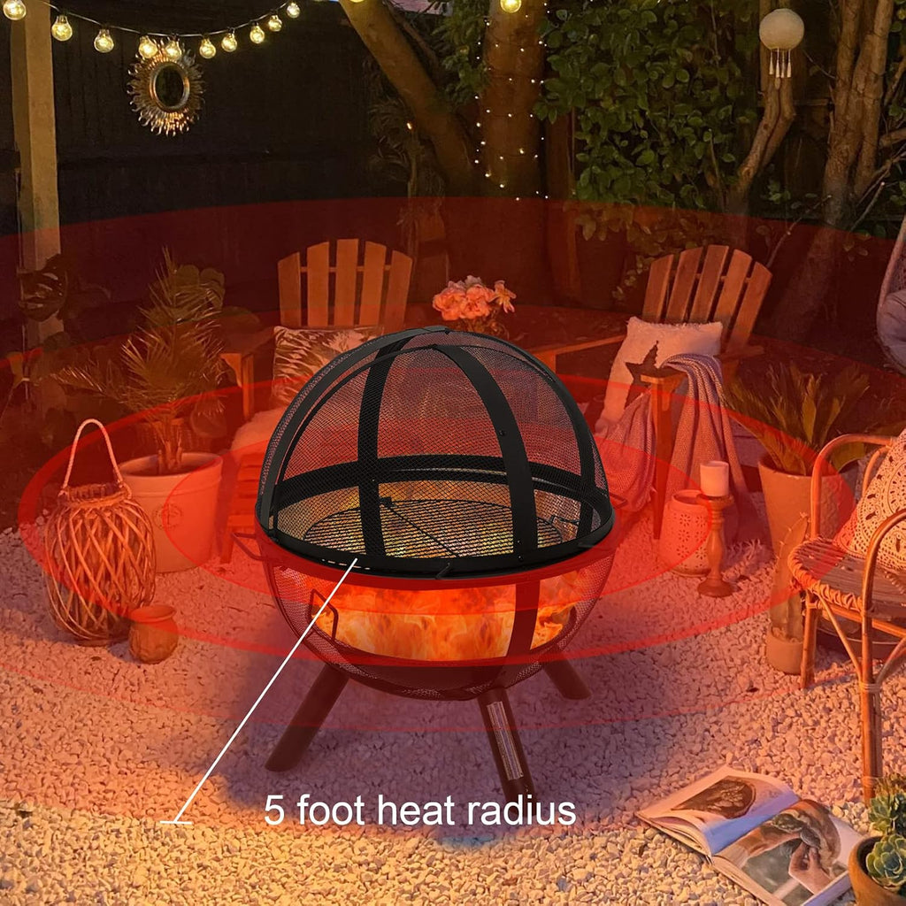Ball of Fire Pit fire Ball with BBQ Grill fire Globe Pit Large Round fire Pit,Patio Fire Pit Fireplace for Camping