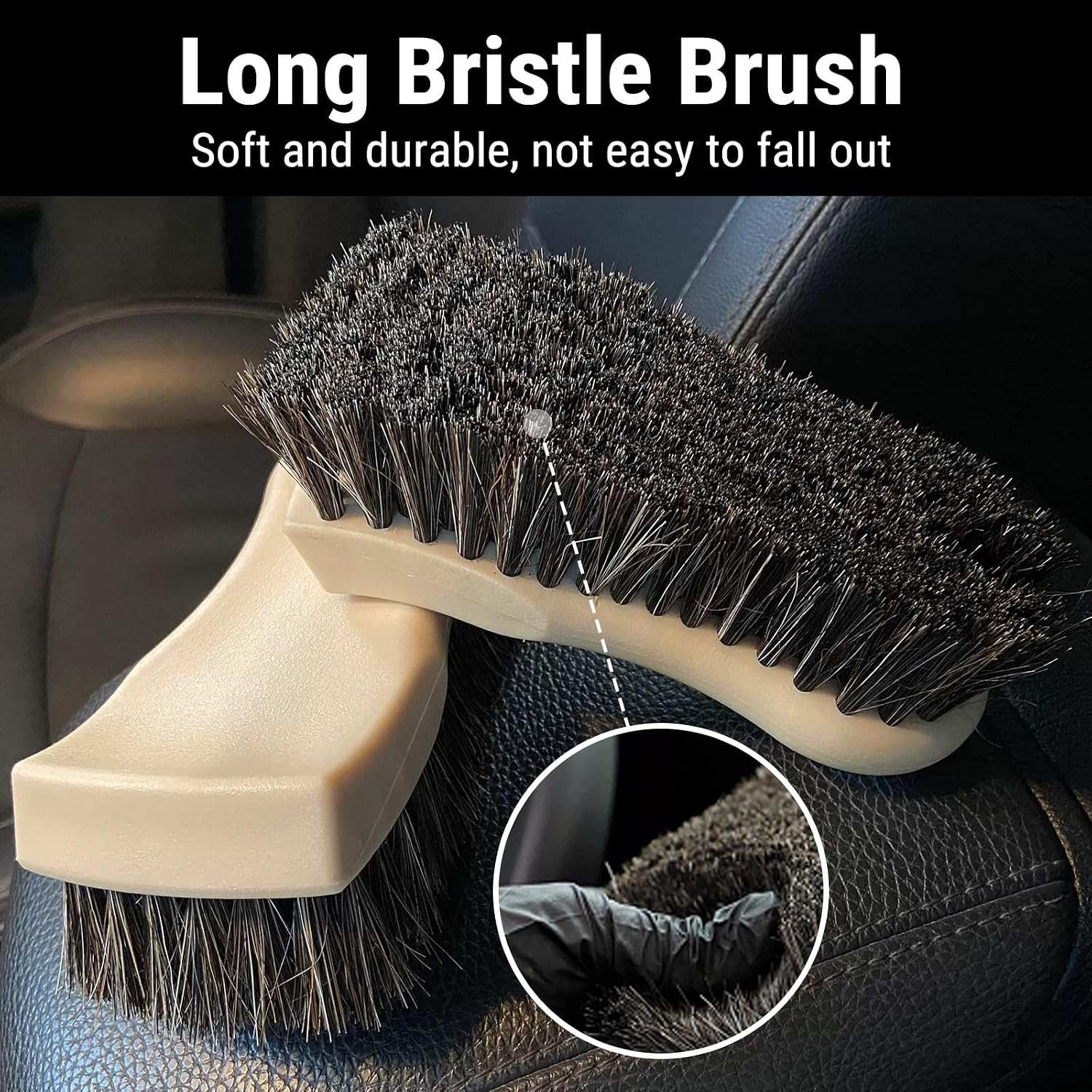 Long Bristle Horse Hair Brush for Leather, Versatile Leather Cleaning Brush for Car Interior Seat, Carpet