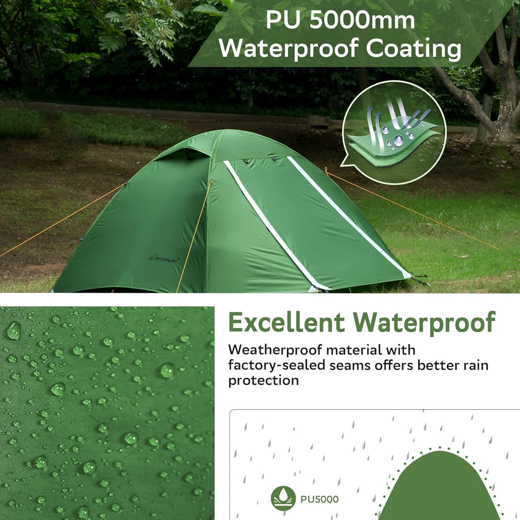 1/1.5/2/3/4/6 Person Lightweight Backpacking Tent, Camping Tent | Aluminum Pole, PU 5000, Easy Setup Tent
