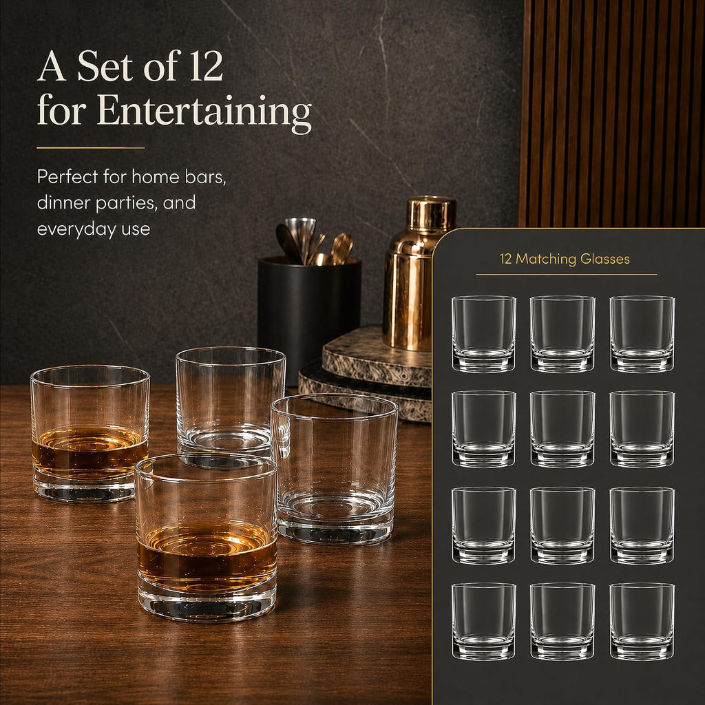 12 Pack 10 oz Rocks Glasses, Old Fashioned Whiskey Glasses