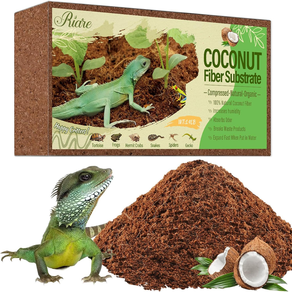 1 Pack Natural Coconut Fiber Substrate, Coco Coir Reptile Bedding | Coconut Husk Reptile Substrate for Tortoises
