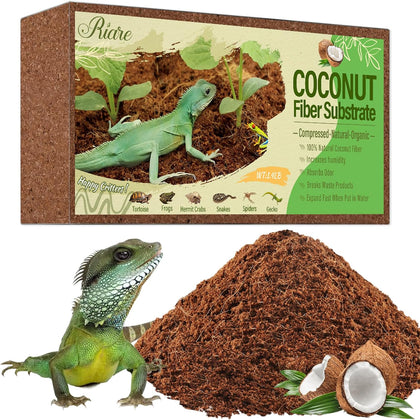 1 Pack Natural Coconut Fiber Substrate, Coco Coir Reptile Bedding | Coconut Husk Reptile Substrate for Tortoises