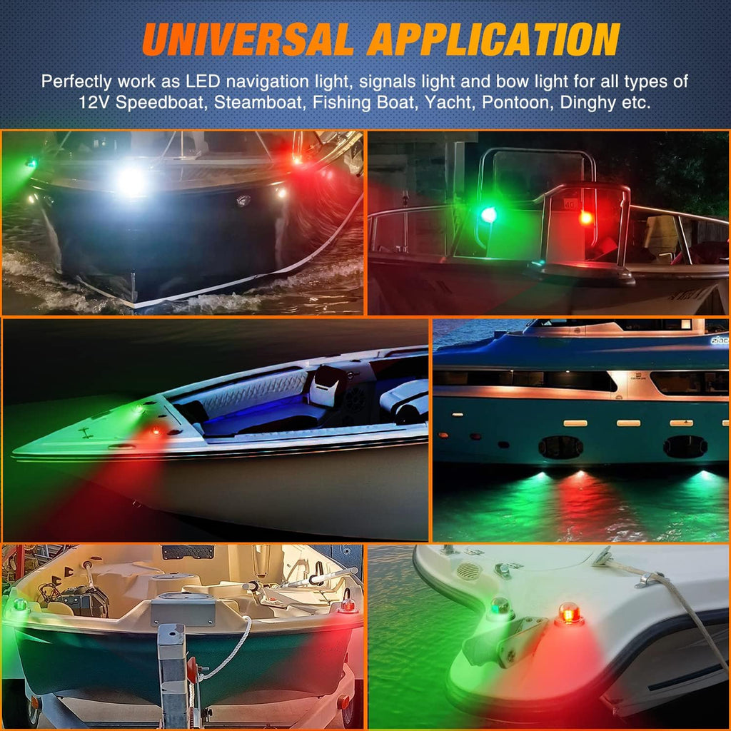Nilight Marine Boat Navigation Light 2PCS 8LED Red Green Bow Lights