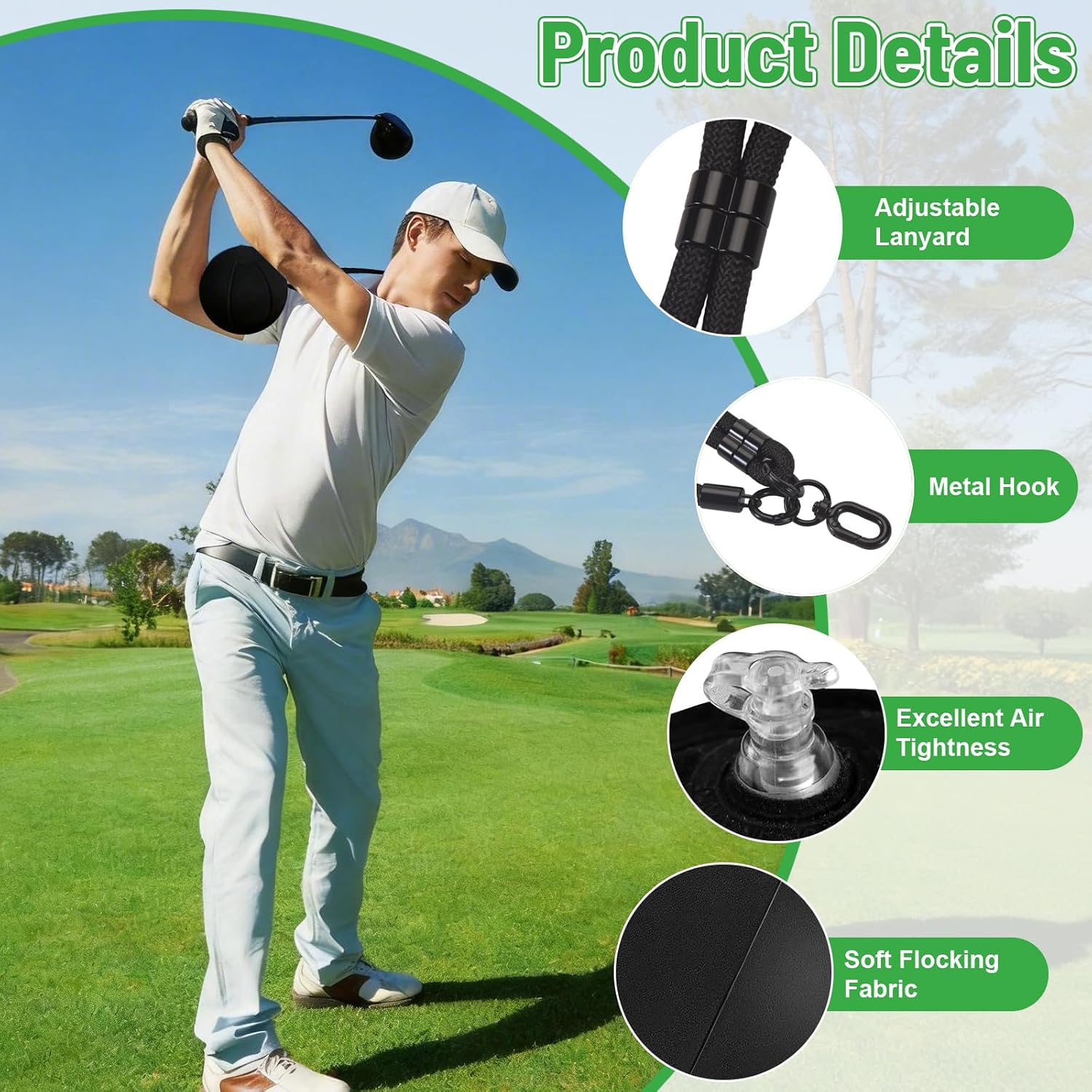 Adjustable Golf Trainer Ball Beginner Friendly Portable Golf Swing & Tempo Trainer, Indoor/Home Golf Impact &