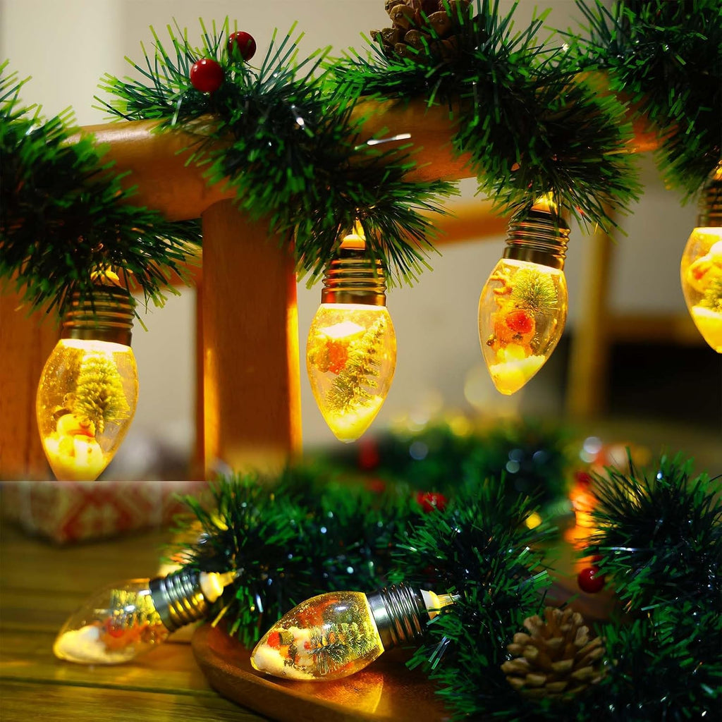 Christmas Garland with Lights, 8.2 FT Battery Operated Powerd 12 LED Bulb Lights Pine Cones Red Berry Decorations