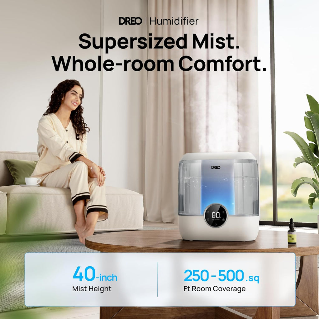 6L Humidifiers for Bedroom, 60H Runtime, 28 dB Quiet, HM524, Gray | Precise Humidity Control, Easy to Refill & Clean
