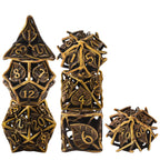 Metal RPG Dice Set 7 Pcs Leaf RPG Dice Hollow Polyhedral Metal Dice